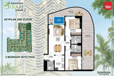 Apartman u gradu Majan, Dubai, UAE 2 spavaće sobe, 129.9 m2 Br. 769693 - Slika 12