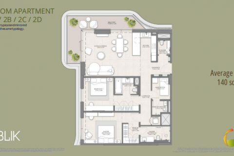 Byt v Al Reem Island, Abu Dhabi, SAE 2 ložnice, 140 m² Č.: 638897 - fotografie 6