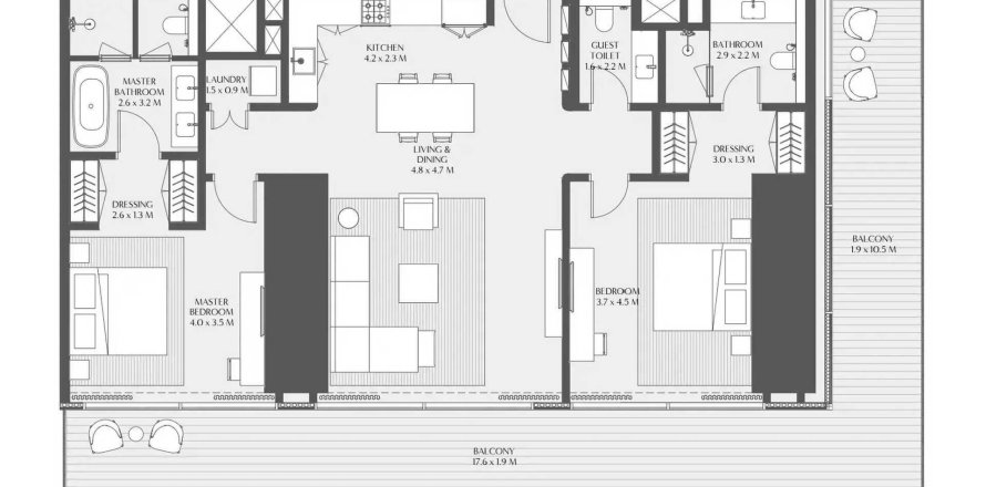 Lägenhet i DIFC, Dubai, UAE 2 sovrum, 181.21 kvm Nr. 713903