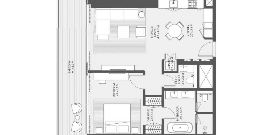 Apartament w DIFC, Dubai, ZEA 1 sypialnia, 96.2 mkw. nr 713899