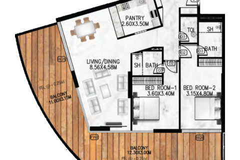Jumeirah Village Circle, Dubai, UAE의 판매용 아파트 57제곱미터 번호 732815 - 사진 6