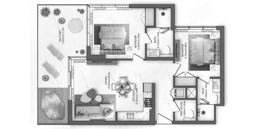 Apartament w Al Jazirah Al Hamra, Ras Al Khaimah, ZEA 1 pokój, 32.73 mkw. nr 564822