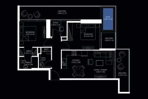 Apartmen di Jumeirah Village Circle, Dubai, UAE 1 bilik № 732769 - foto 9