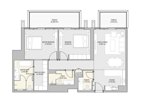 Lägenhet till försäljning i Saadiyat Island, Abu Dhabi, UAE 1 sovrum, 76 kvm Nr. 689704 - fotografi 6