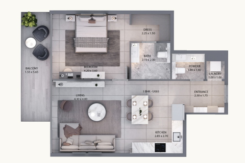 Apartment sa Al Furjan, Dubai, UAE 1 silid-tulugan, 73 sq.m. № 689706 - larawan 5