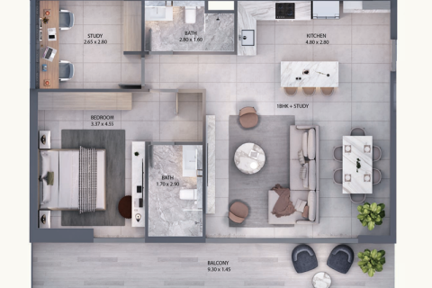 Apartment sa Al Furjan, Dubai, UAE 1 silid-tulugan, 73 sq.m. № 689706 - larawan 6