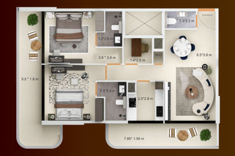 Apartman u Al Furjan, Dubai, UAE 2 spavaćih soba, 112 m2 Br. 689702 - fotografija 3