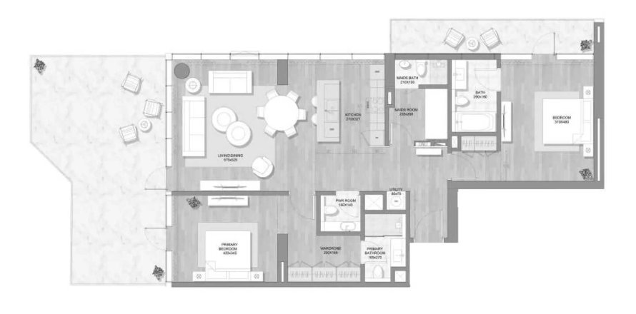 Floor plan «PENTHOUSE 2BR», 2 bedrooms, in Skai Mina