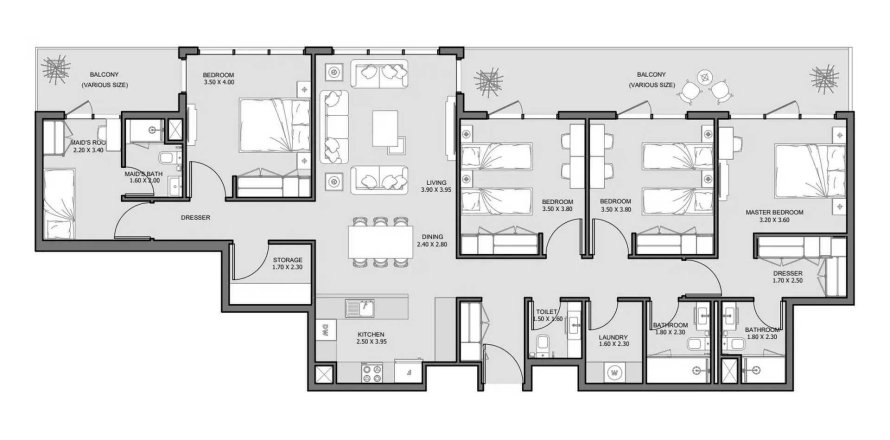 Penthouse sa The District sa Al Reem Island, Abu Dhabi, UAE 4 silid-tulugan, 180.42 sq.m. № 579969
