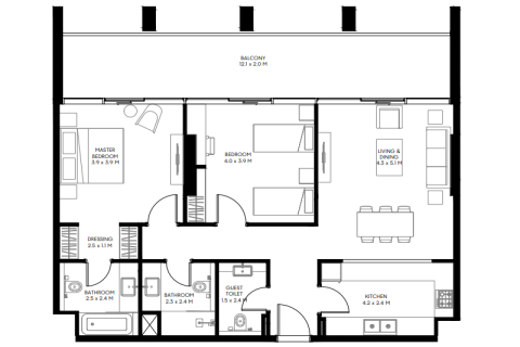 Appartamento in vendita a Aljada, Sharjah, EAU 1 camera da letto, 112 mq. № 690081 - foto 6
