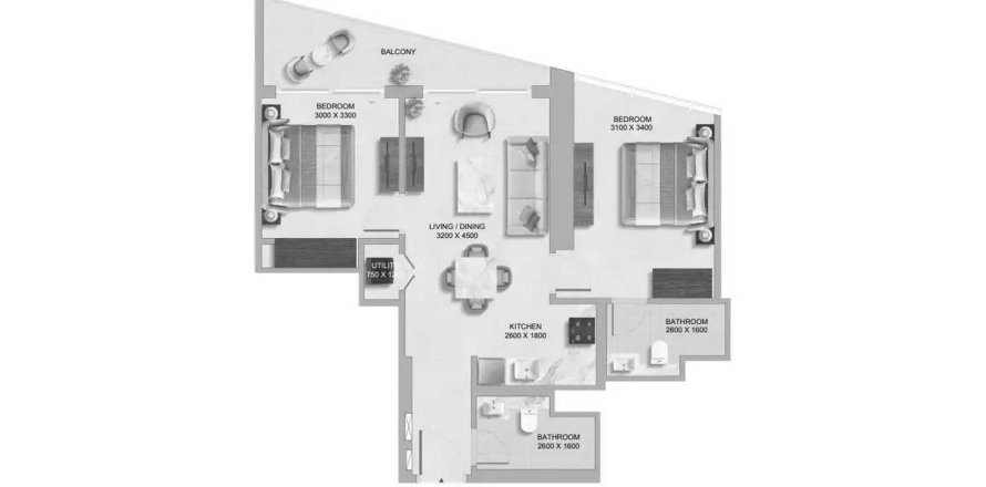 Appartamento a Dubai, EAU 1 camera da letto, 79.87 mq. № 641311