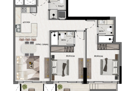 Apartmen di Jumeirah Village Circle, Dubai, UAE 1 bilik, 35 meter persegi № 732388 - foto 8