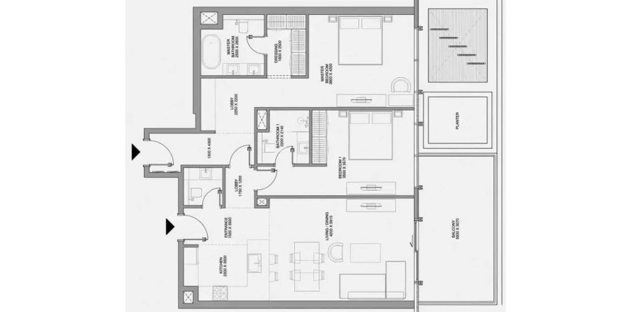 Пәтер Cheval Residences, Deira, Дубай, БАӘ-да 2 жатын бөлмелер, 132.2 м² № 718453