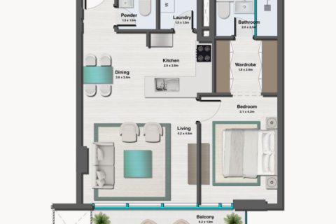 Διαμέρισμα σε Jumeirah Village Circle, Dubai, ΗΑΕ 1 δωμάτιο, 36 τ.μ. Αρ. 732681 - φωτογραφία 7