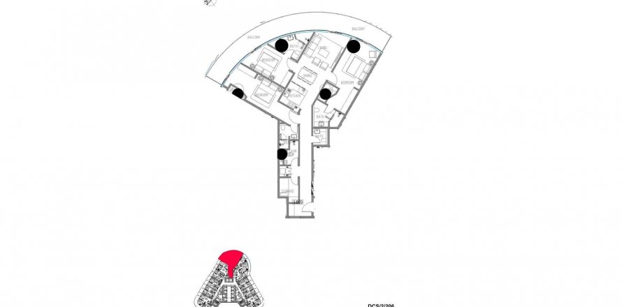 Apartament CASA DAMAC TOWER în Al Sufouh, Dubai, EAU 3 dormitoare, 190.7 mp.  №345952