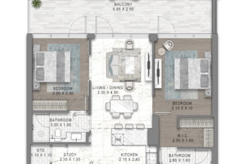 Apartament na sprzedaż w DAMAC Hills (Akoya by DAMAC), Dubai, ZEA 1 sypialnia, 59 mkw., nr 732371 - zdjęcie 10