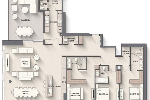 Apartment sa The Highgrove sa Nadd Al Sheba, Dubai, UAE 1 silid-tulugan, 74 sq.m. № 704858 - larawan 24