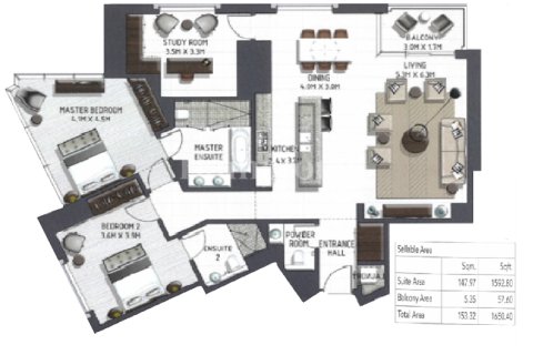 Wohnung zur Miete in Downtown Dubai (Downtown Burj Dubai), Dubai, VAE 2 Schlafzimmer, 152.36092000 m2 Nr. 764519 - Foto 22
