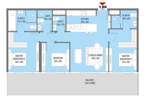 Střešní byt na Saadiyat Island, Abu Dhabi, SAE 3 ložnice, 125 m² Č.: 682573 - fotografie 14