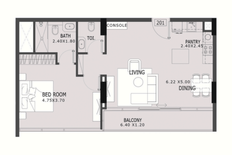 Apartman u Majan, Dubai, UAE 1 spavaća soba, 71 m2 Br. 732603 - fotografija 3
