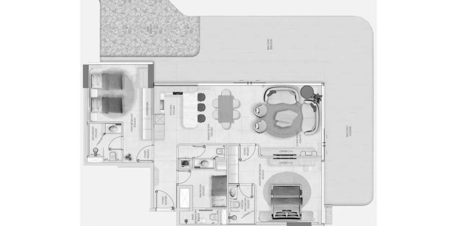 Apartman u Vestoria Bay u Dubai, UAE 207.34 m2, 2 spavaćih soba Br. 712309