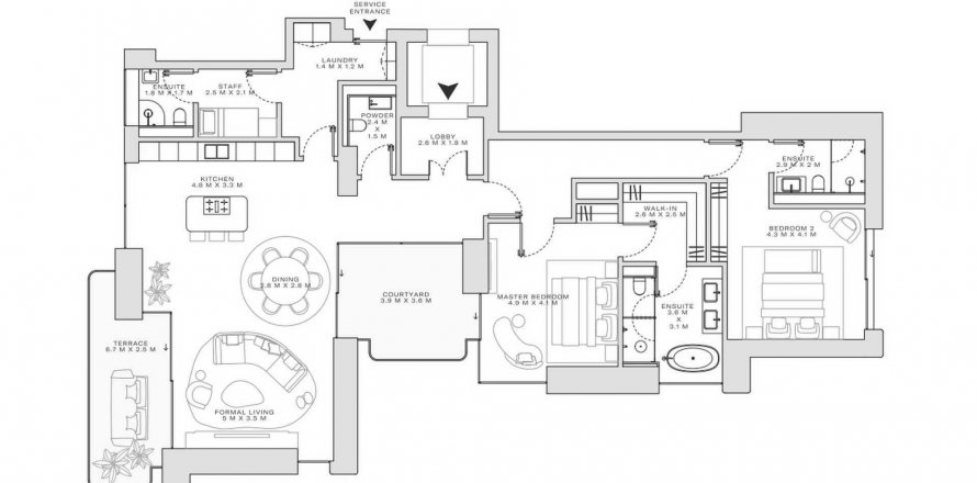 Apartmán v Solaya v Jumeirah, Dubai, SAE 2 spálne, 214.5 m2 č. 645167