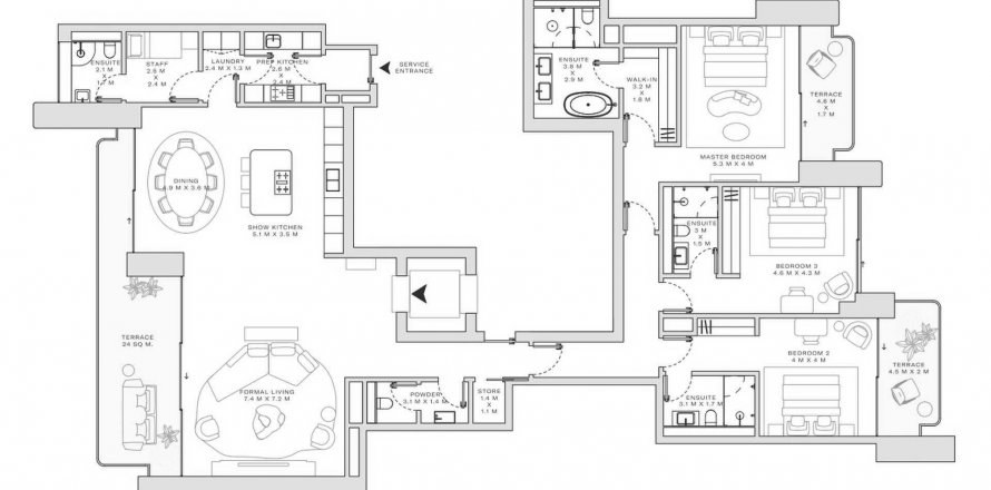 Apartmen di Solaya di Jumeirah, Dubai, UAE 3 bilik tidur, 290.7 meter persegi № 645172