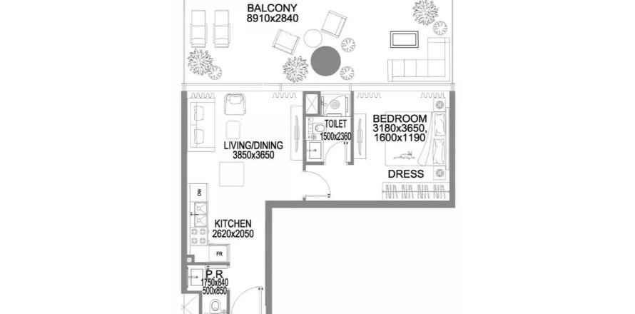 Appartement in Dubai Land, Dubai, VAE 1 slaapkamer, 73.53 vr.m. nr 705483