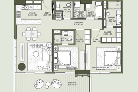 Wohnung zum Verkauf in Al Wasl, Dubai, VAE 1 Schlafzimmer, 82 m2 Nr. 689906 - Foto 10