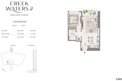 Byt v CREEK WATERS 2 APARTMENTS v Dubai Creek Harbour (The Lagoons), Dubai, SAE 1 ložnice, 70 m² Č.: 704948 - fotografie 6