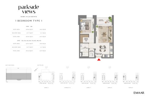 Apartment sa PARKSIDE VIEWS sa Dubai Hills Estate, UAE 1 silid-tulugan, 65 sq.m. № 704951 - larawan 7