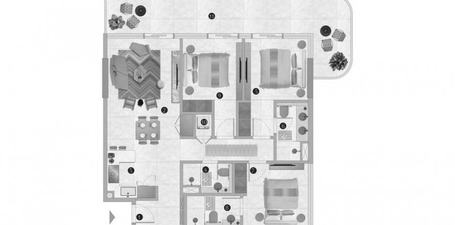 Apartment in Interiors by Missoni in Dubai, UAE 3 bedrooms, 127.39 sq.m. № 638499