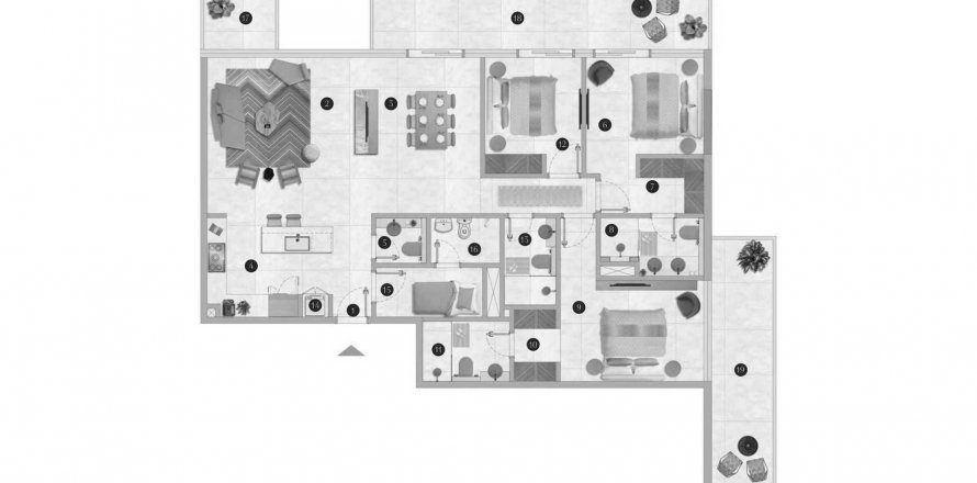 Dzīvoklis Interiors by Missoni Dubaijā, AAE 3 istabas, 219.28 m2 Nr. 638497