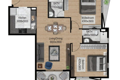 Huoneisto Dubai South (Dubai World Central), Arabiemiraatit 1 makuuhuone, 65 m2 № 689700 - kuva 3