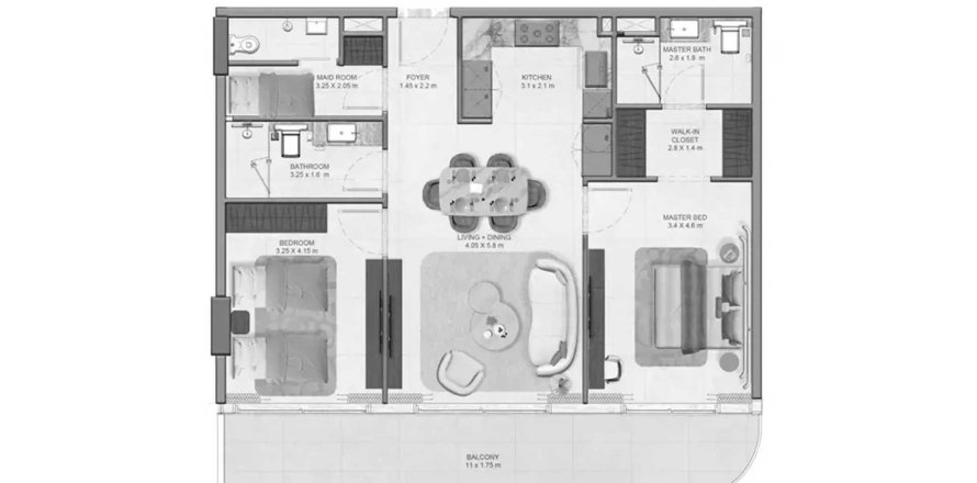 Квартира в La Vera Creek в Sheikh Mohammed Bin Zayed Road, Дубай, ОАЕ 3 кімнати, 111.02м2 № 712302