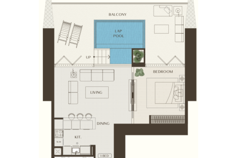 Apartemen di Business Bay, Dubai, UEA 1 ruangan, 57 m2 nomor 690204 - foto 9