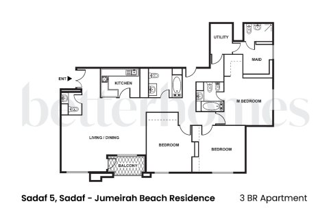 Appartement in Jumeirah Beach Residence, Dubai, VAE 3 slaapkamers, 184.58 vr.m. nr 749143