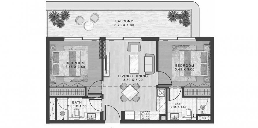 آپارتمان در DAMAC Hills (Akoya by DAMAC)، Dubai ، امارات متحده عربی 2 خوابه ، 90.03 متر مربع.  شماره 517561