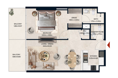 Apartament na sprzedaż w Jumeirah Village Circle, Dubai, ZEA 1 pokój, 36 mkw., nr 732670 - zdjęcie 6