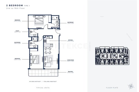 Lägenhet till försäljning i Dubai, UAE 2 sovrum, 135 kvm Nr. 686707 - fotografi 25