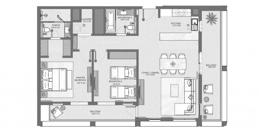 Apartemen di TERRAZZO di Jumeirah Village Circle, Dubai, UEA 2 kamar tidur, 124.52 m2 nomor 520960