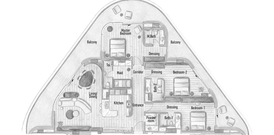 Apartament în Al Reem Island, Abu Dhabi, EAU 3 dormitoare, 234.35 mp.  №739491