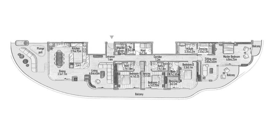 Penthouse di Flow 25 di Al Reem Island, Abu Dhabi, UAE 4 bilik tidur, 354.39 meter persegi № 739493