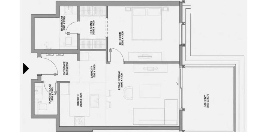 Floor plan «1BR», 1 bedroom, in Cheval Residences