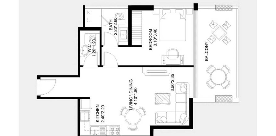 Apartament në X11 në Dubai South (Dubai World Central), Emiratet e Bashkuara Arabe 1 dhomë gjumi, 69.77 m2. № 707296
