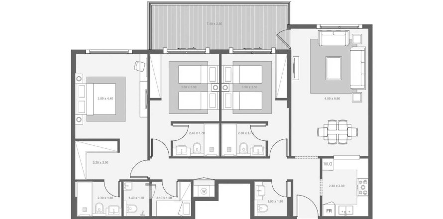 Apartament în Masdar City, Abu Dhabi, EAU 3 dormitoare, 145.58 mp.  №734540