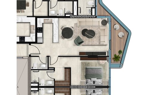 Huoneisto Dubai South (Dubai World Central), Arabiemiraatit 1 makuuhuone, 77 m2 № 732387 - kuva 2