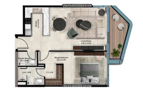 Huoneisto Dubai South (Dubai World Central), Arabiemiraatit 1 makuuhuone, 77 m2 № 732387 - kuva 4