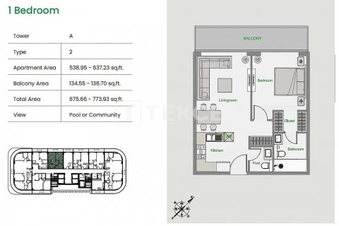 Wohnung zum Verkauf in Arjan, Dubai, VAE 2 Schlafzimmer, 122 m2 Nr. 634221 - Foto 17
