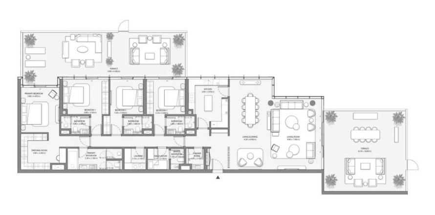 Пәтер Palm Central Private Residences, Palm Jebel Ali, Дубай, БАӘ-да 4 жатын бөлмелер, 258.66 м² № 650630